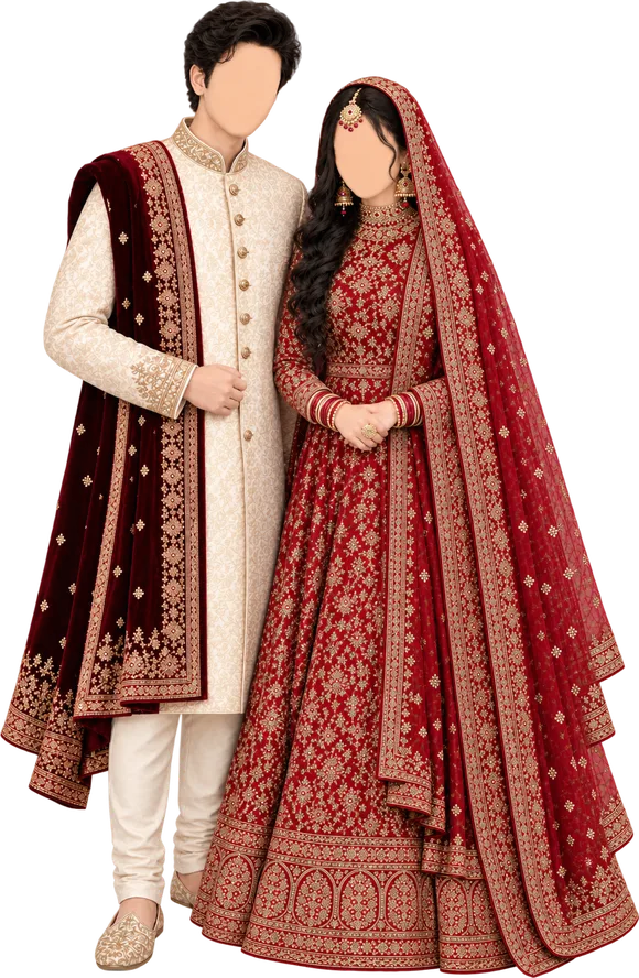 The couple in Nikkah outfits